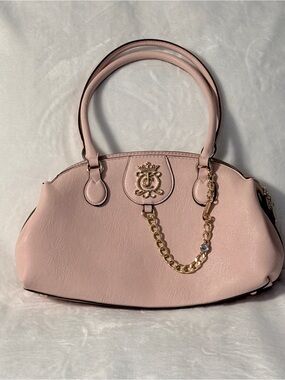 Juicy Couture Blush Pink Top-Handle Satchel with Gold Chain Accent